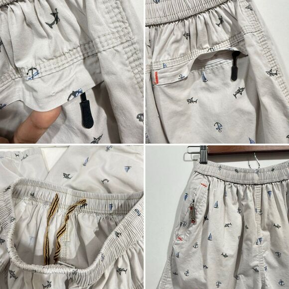 Nautical Cotton Shorts with Elastic Waist and Zipper Pockets Small - Picture 10 of 16